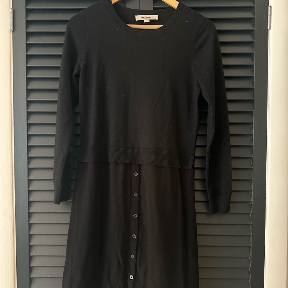 LOFT Wednesday Adams Black Long Sleeve Dress
